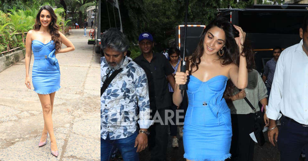 Kiara Advani looks stunning in a blue bodycon dress at a shoot ...