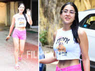 Sara Ali Khan clicked outside her gym earlier today
