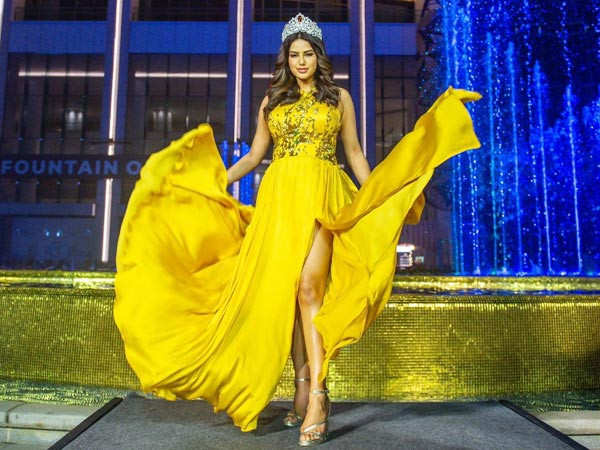 Harnaaz Sandhu welcomed with open arms at the Fountain of Joy in Mumbai
