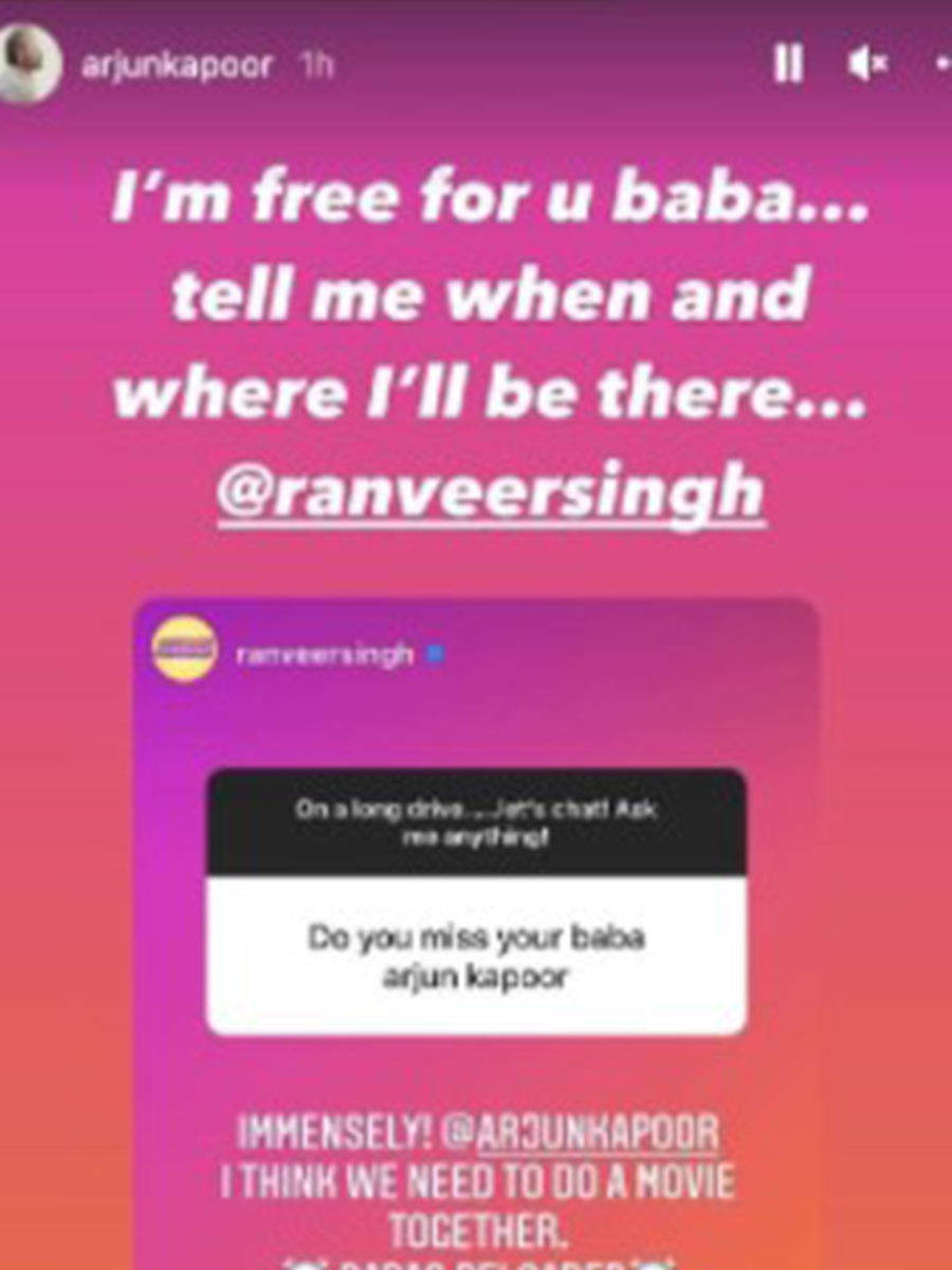 Ranveer Singh when asked if he misses Arjun Kapoor