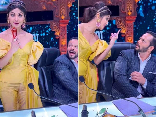 Shilpa Shetty breaks glass bottle on Rohit Shetty and screams 'picture do mujhe'