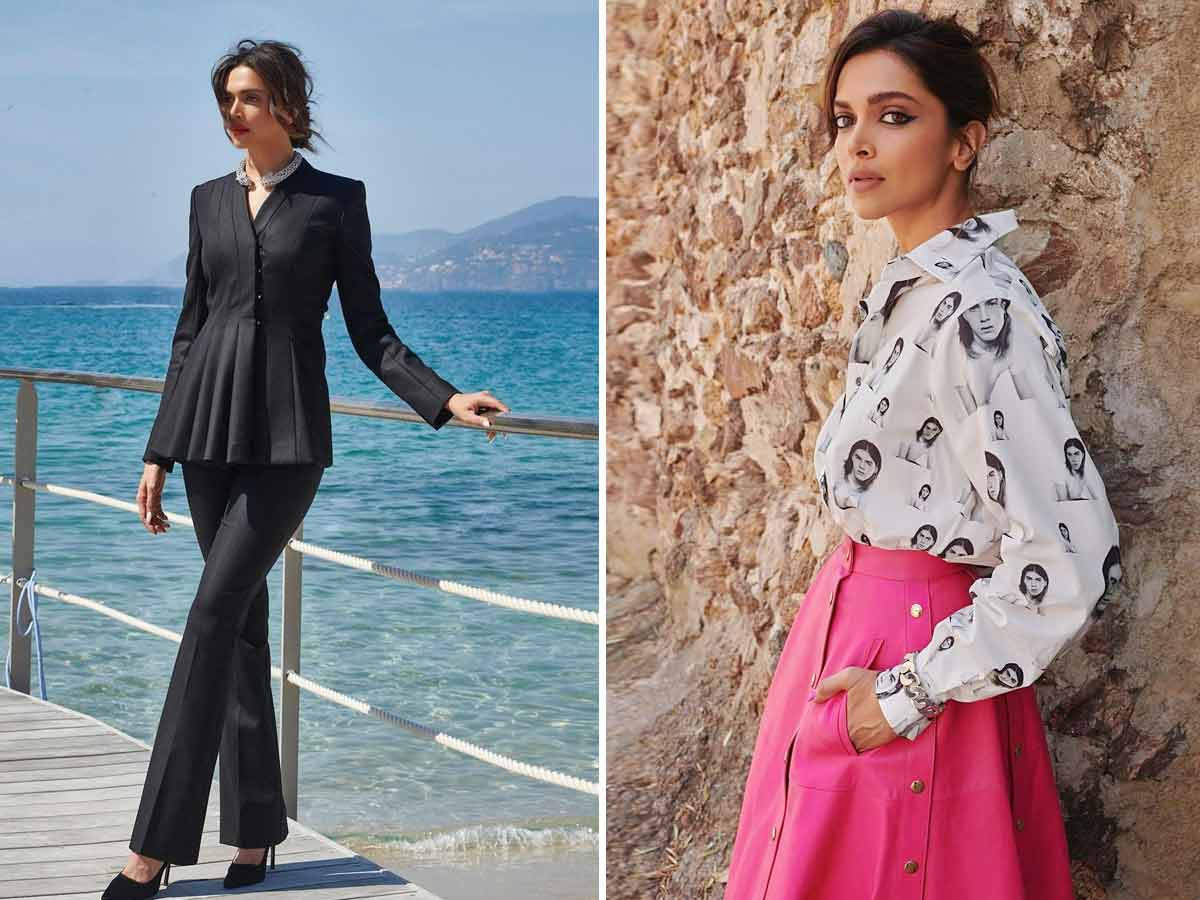 Best Looks From Cannes 2022 : Deepika Padukone blending in a mix of prints, and neutrals