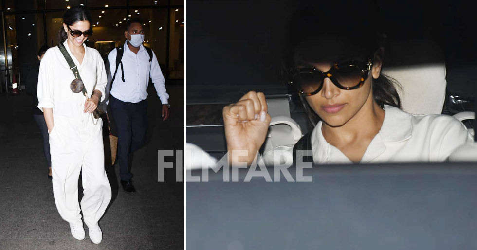 Deepika Padukone snapped at the airport in a chic white jumpsuit