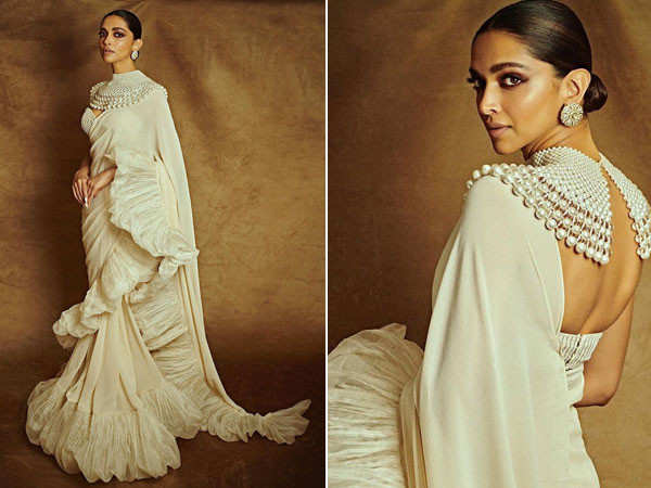 Deepika Padukone wears an off-white saree to the Cannes closing ceremony