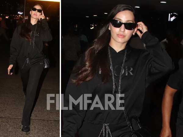 Nora Fatehi Amps Up Her Airport Look With All-Black Attire, Her Rs