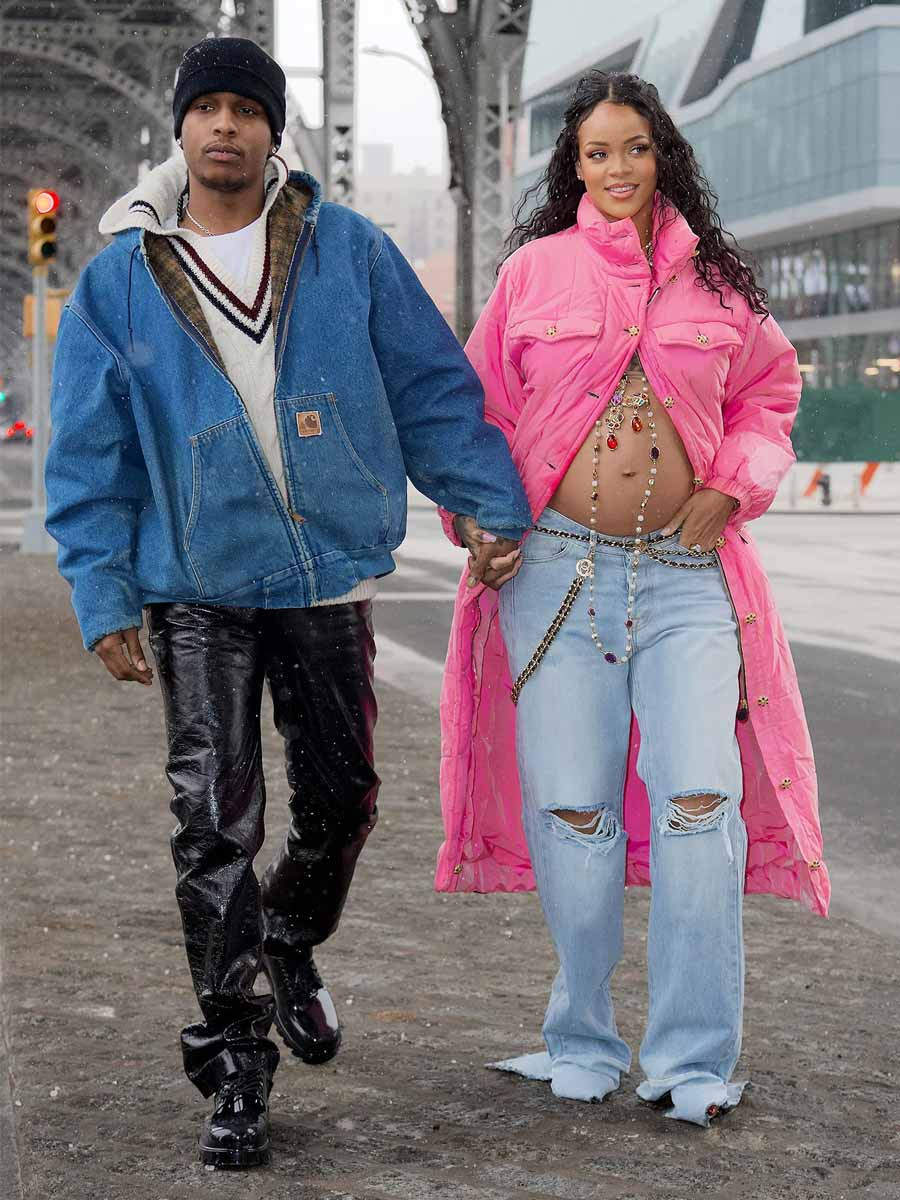 Rihanna and Asap Rocky flaunting the baby bump.