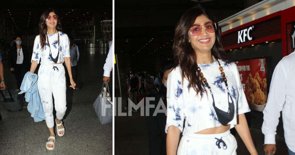 Shilpa Shetty Kundra poses for the paparazzi at Mumbai Airport ...