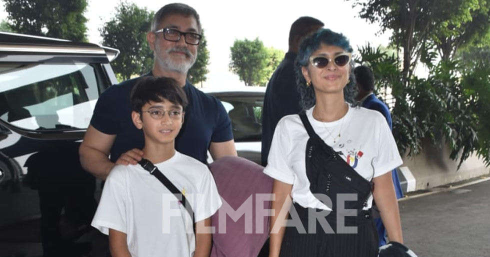 आमिर खान किरण राव और उनके बेटे आज़ाद के साथ हवाई अड्डे पर क्लिक करते हैं।  तस्वीरें देखें: