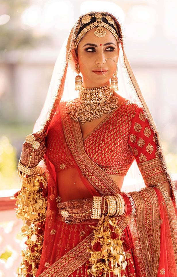 Katrina Kaif Red Silk Bridal Outfits