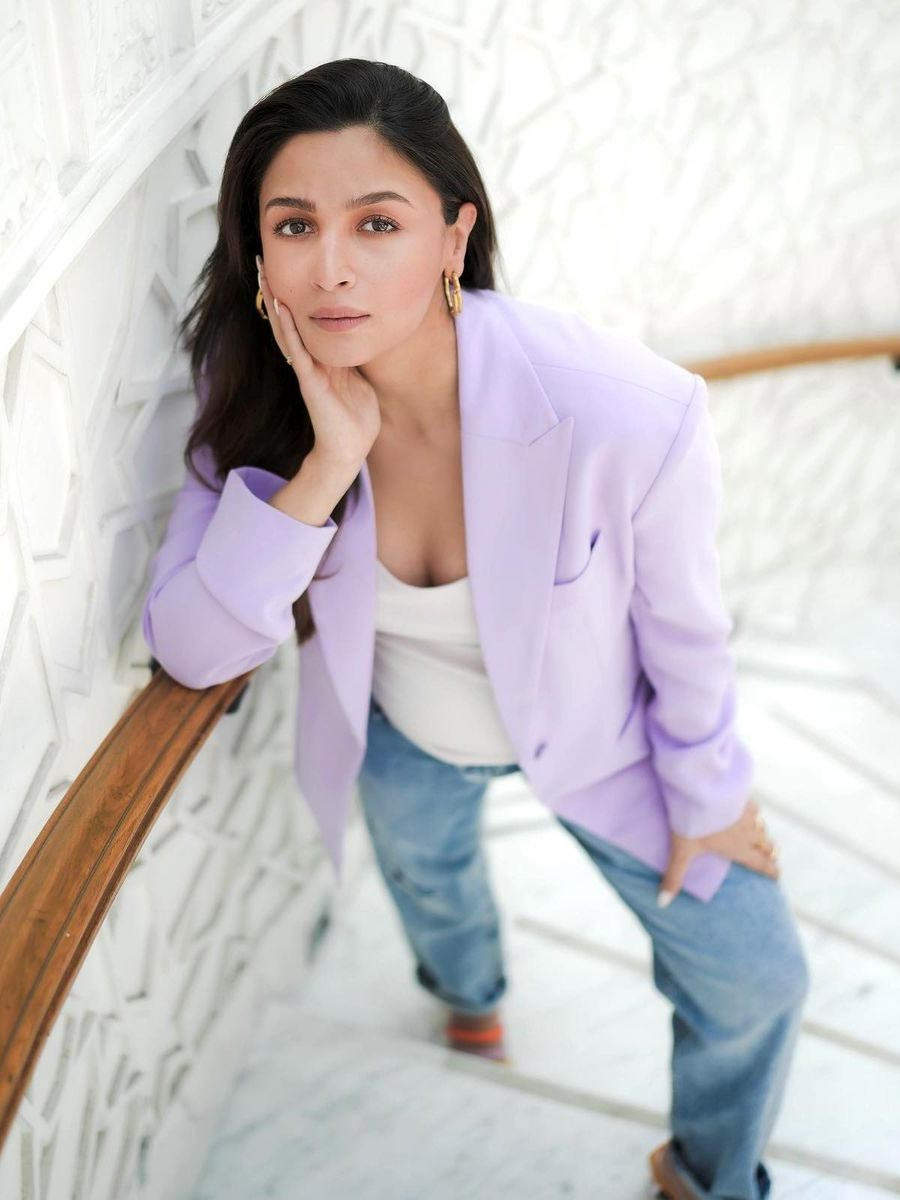 Alia Bhatt in lavender Blazer