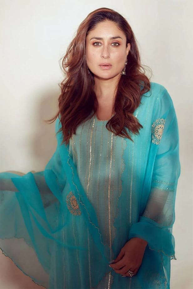 Kareena Kapoor Khan Style Statement - Light Breeze Blue Kurti Organza