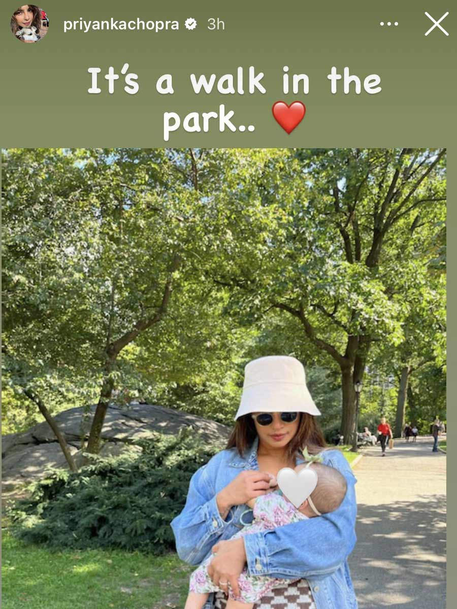 Priyanka Chopra with Malti Marie Jonas on a walk