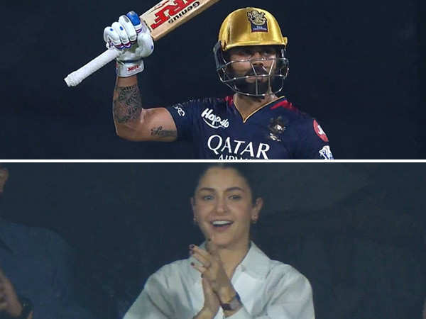 Anushka Sharma cheers for her husband Virat Kohli at an IPL cricket match