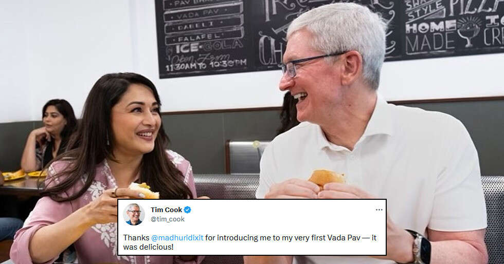 Madhuri Dixit treats Apple CEO Tim Cook to Vada Pav in Mumbai. See pic: - Vimarsana News