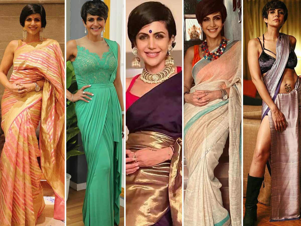 mandira bedi in multi colour saree | Fashionworldhub