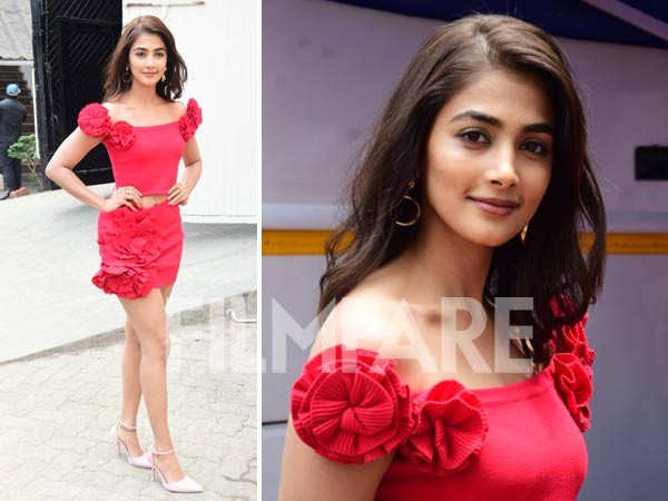 Pooja Hegde looks gorgeous in the red ensemble as she gets clicked in the city