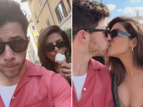 Priyanka Chopra Jonas and Nick Jonas enjoy ice cream and kisses in Rome