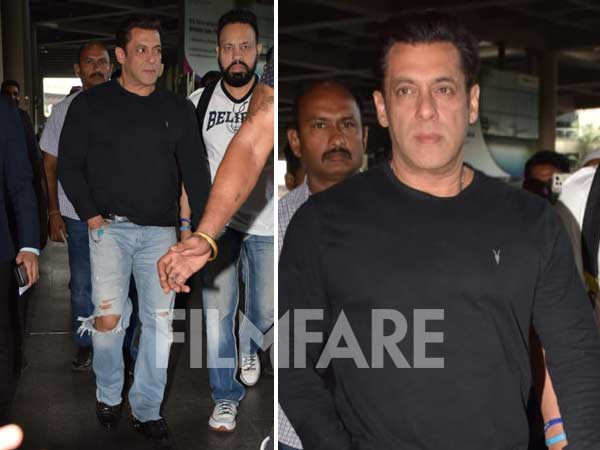 Salman Khan turns up in style at the airport as he returns from Dubai. Pics: