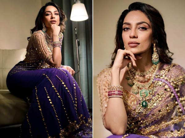 Sobhita Dhulipala looks stunning in purple saree as she decks up for her sister's wedding reception