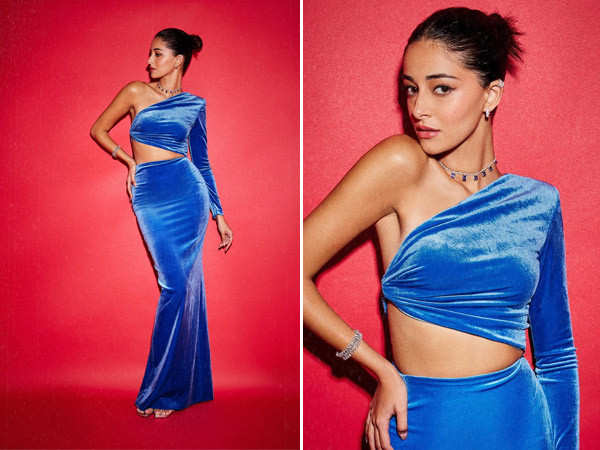 Ananya Panday looks incredible as always in a blue velvet gown for Dream Girl 2 promotions; see pics