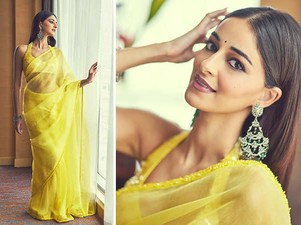 Ananya Panday shines like a dream girl in a beautiful yellow saree