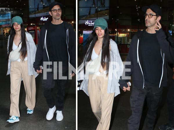 Hrithik Roshan and Saba Azad hold hands as they get photographed at the airport
