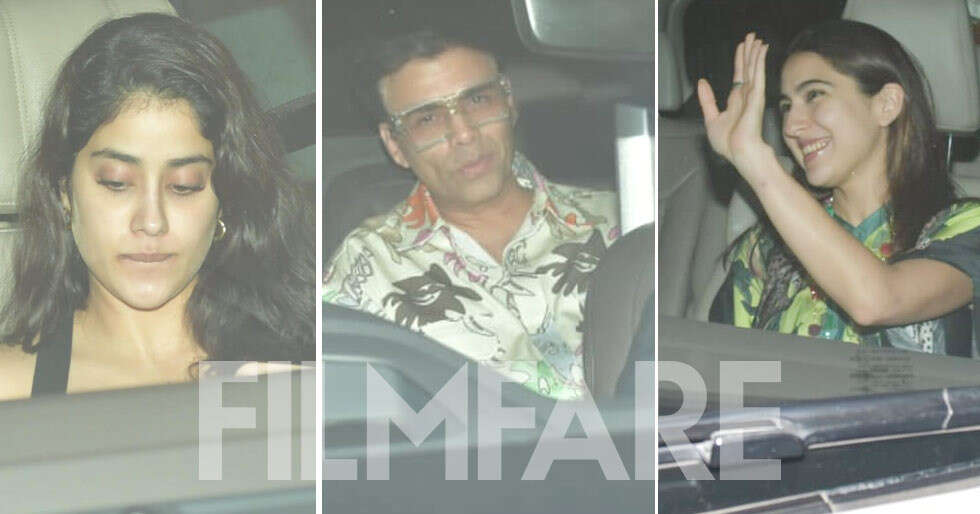 Janhvi Kapoor, Sara Ali Khan and Karan Johar get clicked outside Manish Malhotra’s house