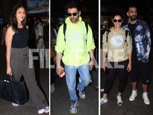 Mrunal Thakur, Kartik Aaryan and others get clicked at the airport. See pics: