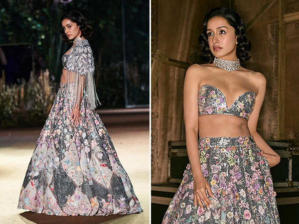 Shraddha Kapoor was a stunner in a Rahul Mishra floral lehenga at the FDCI India Couture Week