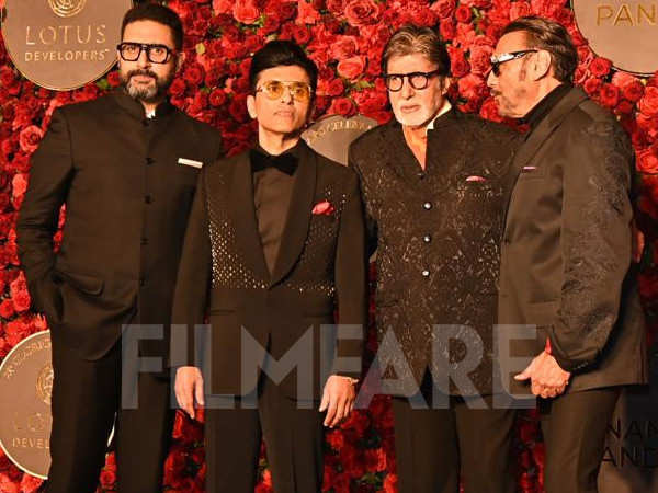Amitabh Bachchan, Abhishek Bachchan and Jackie Shroff arrive at Anand Pandit's birthday bash. Pics: