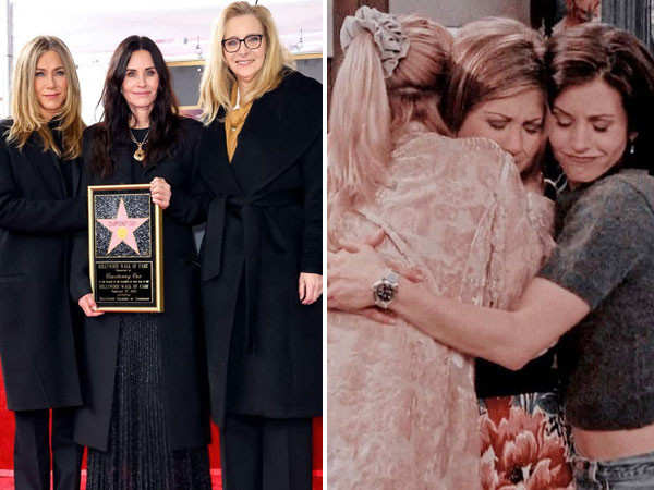 Jennifer Aniston and Lisa Kudrow arrive to support Courteney Cox on her Walk Of Fame honour