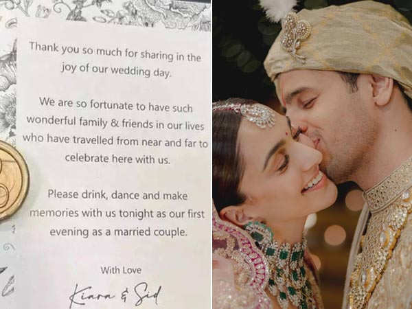 Kiara Advani and Sidharth Malhotra's note for their wedding guests will melt your heart