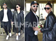 Deepika Padukone and Ranveer Singh walk in hand-in-hand at the airport