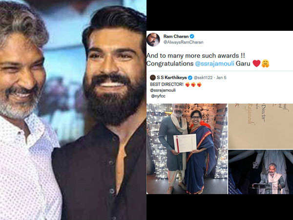 Ram Charan wishes SS Rajamouli for the Best Director Award(RRR) at the New York Film Critics Circle