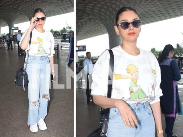 Aditi Rao Hydari clicked at the airport in a chic graphic tee; see pics
