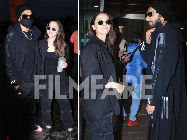 Alia Bhatt and Ranveer Singh twin in black as they get clicked at the airport