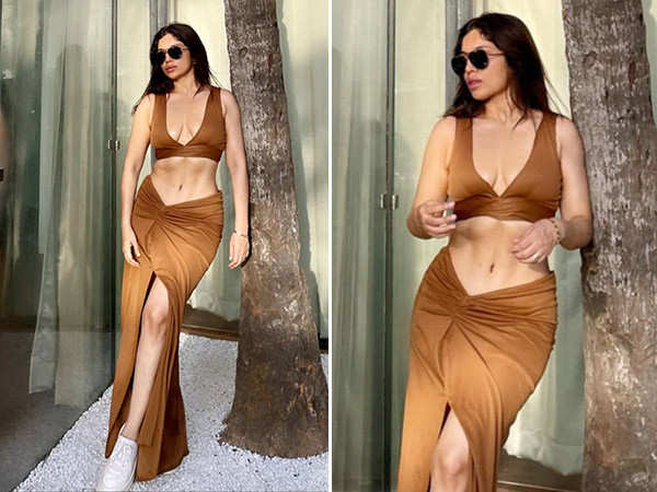 Bhumi Pednekar lounges by the sea in a tan co-ord set