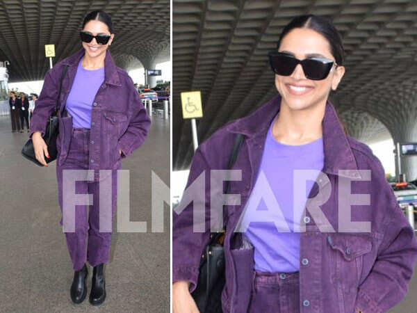 Deepika makes a stunning airport appearance in leather pants and