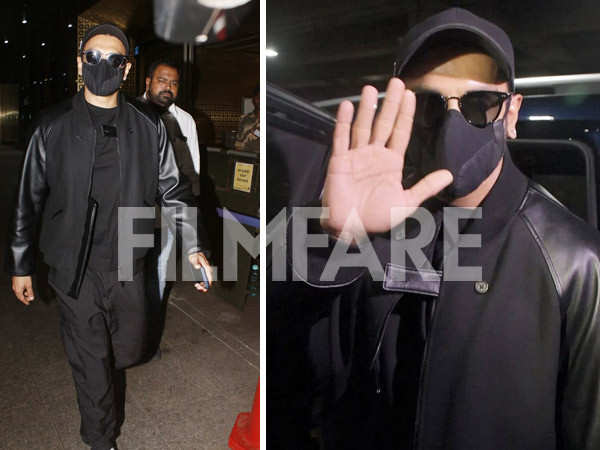 Ranveer Singh gets clicked in all-black at the airport. See pics: