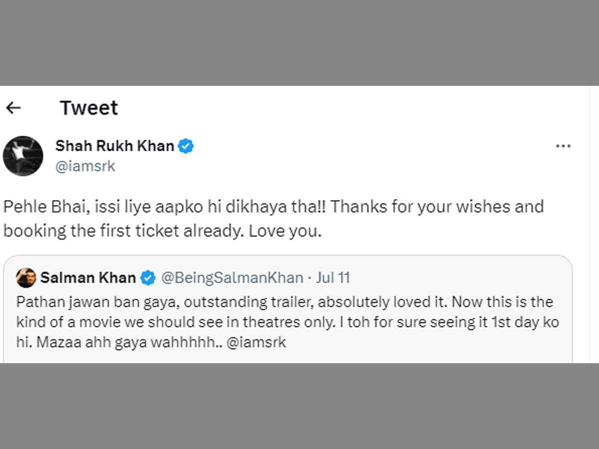 Shah Rukh Khan says thanks Salman Khan for praising Jawan Prevue