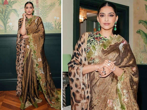 Sonam Kapoor exudes elegance in a brown silk saree