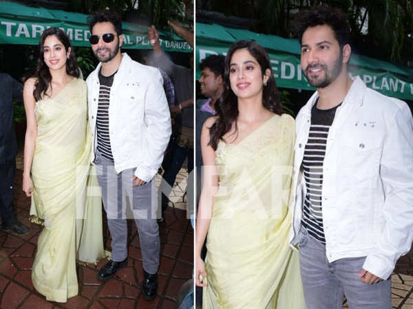 Janhvi Kapoor and Varun Dhawan clicked promoting Bawaal in the city today