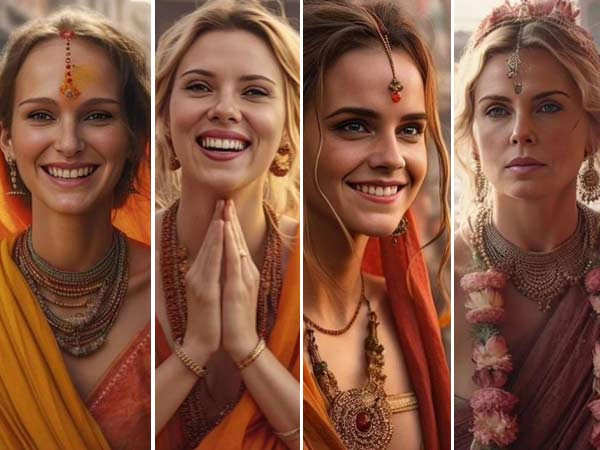 AI imagines Hollywood actresses as Indian Sadhvis