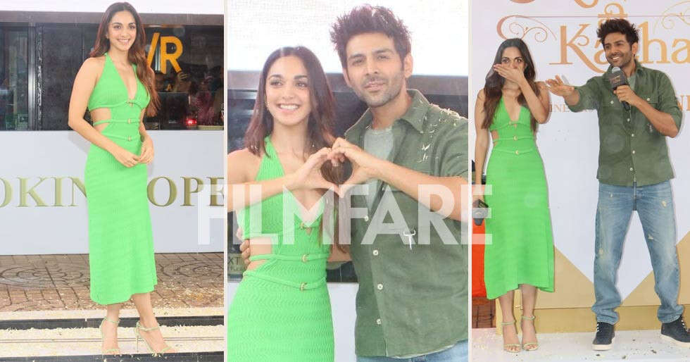 Kiara Advani and Kartik Aaryan snapped together at a promotional event for SatyaPrem Ki Katha