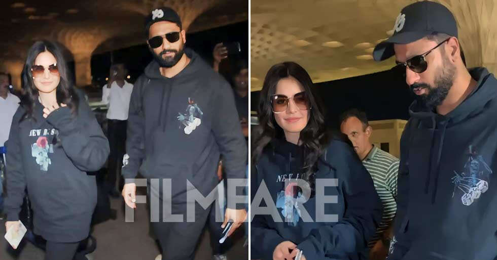 Pics reveal Vicky Kaushal and Katrina Kaif embarking on a holiday trip.