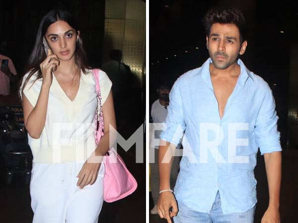 SatyaPrem Ki Katha co-stars Kartik Aaryan and Kiara Advani get clicked at the airport. See pics: