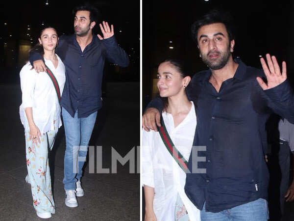 Ranbir Kapoor holds Alia Bhatt close as they get clicked at the airport ...