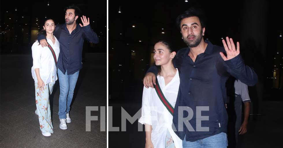 Ranbir Kapoor holds Alia Bhatt close as they get clicked at the airport ...