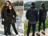 Anil Kapoor and wife Sunita Kapoor pose among the snow-capped mountains of Altaussee
