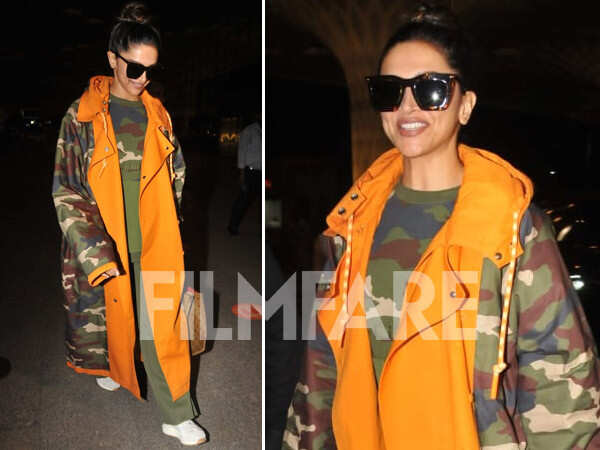 Deepika Padukone makes a stylish appearance in long camouflage